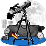 ASTRADA® Teleskop [70/400] mit Stativ & Handyhalterung - astronomisches Fernrohr Teleskop für Kinder & Erwachsene - inkl. Linsen, Kompass & Tragetasche