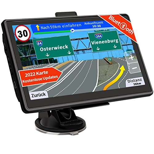 Bluetooth Navi Navigation für Auto Navigationsgerät LKW Navigationssystem PKW 7 Zoll Kostenloses Kartenupdate mit Freisprecheinrichtung POI Blitzerwarnung Sprachführung Fahrspur 2022 Europa UK Karte