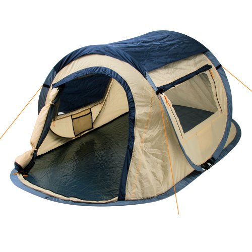 CampFeuer Zelt Quiki für 2 Personen | Creme/Blau | Wurfzelt Aufbau in 2 Sekunden, Wasserabweisend | Quicktent für Festival, Camping und mehr | Pop Up Zelt, Campingzelt, Automatik Zelt