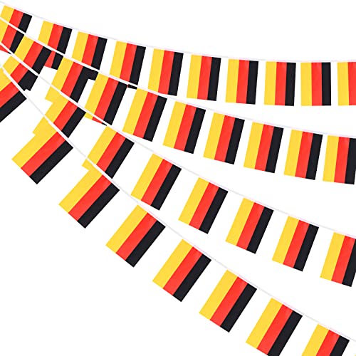 AhfuLife Deutschland Flagge Fahnenkette, 1 Stück 30 Flaggen 32,8 Fuß Beidseitig Rechteck Stoff Deutsche Wimpel Fahne für 2022 WM Europameisterschaft Hausgarten Party Bar Dekoration