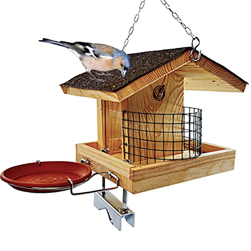 STAFECO® Vogelhaus Wildvogeltränken Vogeltränke für Balkon wetterfest Futterhaus Handarbeit aus Natur Holz Vogelhaus zum Aufhängen im Garten Gartenvögel