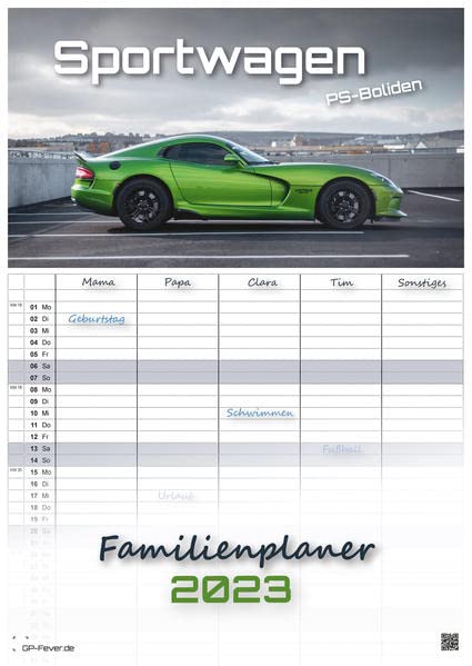Sportwagen - PS-Boliden - 2023 - Auto - Kalender DIN A3 - (Familienplaner): Der Wandkalender mit den schönsten Sportwagen-Motiven!