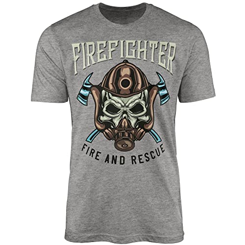 Stylotex Basic T-Shirt Firefighter Kurzarm Shirt für Herren | Geschenkidee, Farbe:Heather, Größe:L