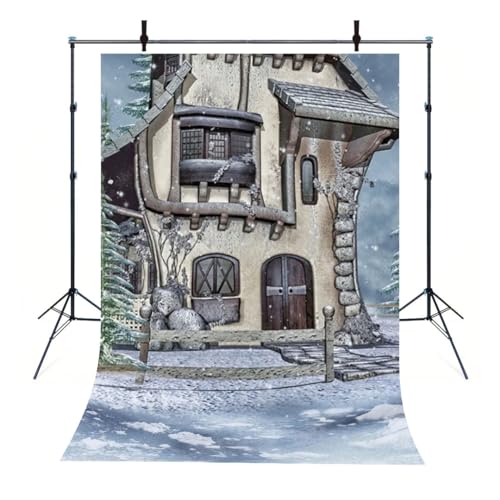 Anpassbare Fotografie Hintergrund Fotografie FotosFoto eines Vintage-Hauses auf dem Schneemuster Wanddekorationen Hintergrund