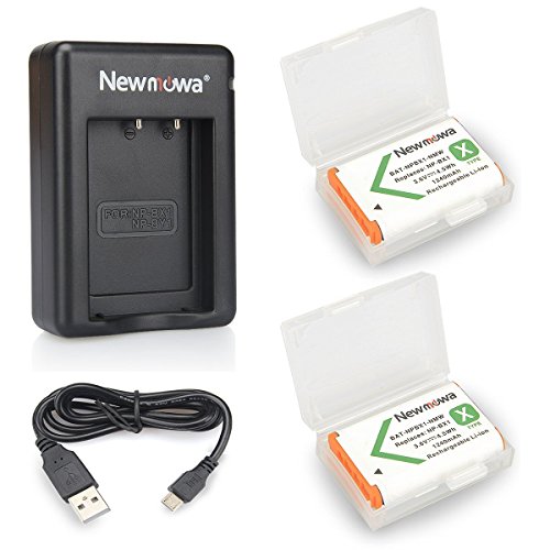 Newmowa Ersatz Akku NP-BX1 (2er Pack) und tragbar Micro USB Ladegerät Kit für Sony NP-BX1/M8 and Sony DSC-RX100,DSC-RX100 II,DSC-RX100M II,DSC-RX100 III,DSC-RX100 IV,DSC-RX100 V,DSC-RX100 VII