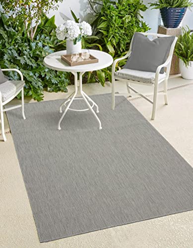 the carpet Mistra - robuster Outdoor Teppich, Modern, Wetterfest & UV-beständig, für Balkon, Terrasse und Wintergarten Aber auch für Küche oder Esszimmer geeignet, Grau, 60 x 110 cm
