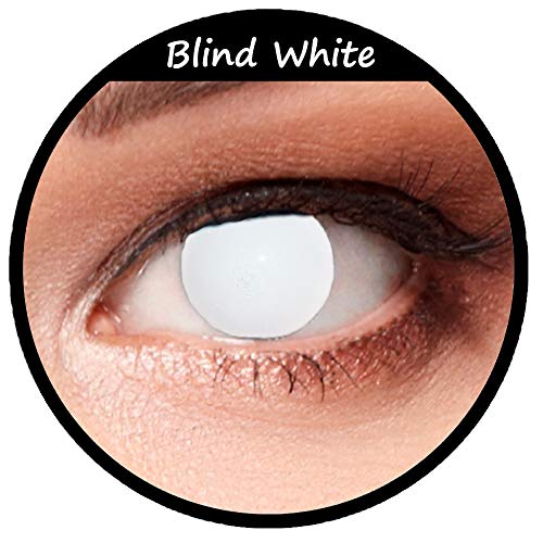 Komplett weiße Zombie Kontaktlinsen für Halloween Kostüm, 2 Stück, Designlenses Model: Blind White