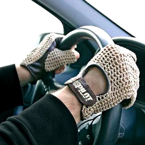 Autofahrer Handschuhe Auto Fahrerhandschuhe Retro Vintage Lammleder Leder Braun Gr. L