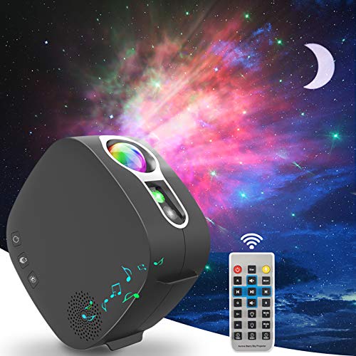 LED Sternenhimmel Projektor mit Bluetooth-Lautsprecher, ZOTO 3D Galaxy Sternenlicht Projektor Lamp mit 360° Drehung+Timer-Funktion, Aurora-Effekt+Silent-Design Nachtlicht für Baby Schlafzimmer, Party