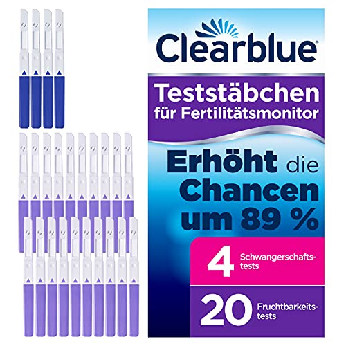Kinderwunsch-Fertilitätskit-Nachfüllpackung für Clearblue Fertilitätsmonitor Advanced: 20 Fruchtbarkeits- / Ovulationstests & 4 Schwangerschaftstests