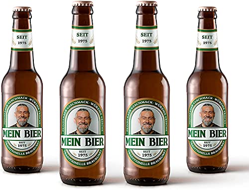 Bierflaschen Etikett personalisiert mit Foto & Text | Aufkleber-Set | ab 6 Stück | Motiv: Peter (Grün)