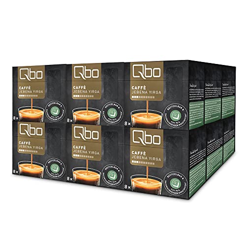 Tchibo Qbo Vorratsbox Caffè Jebena Yirga Premium Kaffeekapseln, 144 Stück – 18x 8 Kapseln (Kaffee, leicht und fruchtig-aromatisch), nachhaltig & aus 70% nachwachsenden Rohstoffen