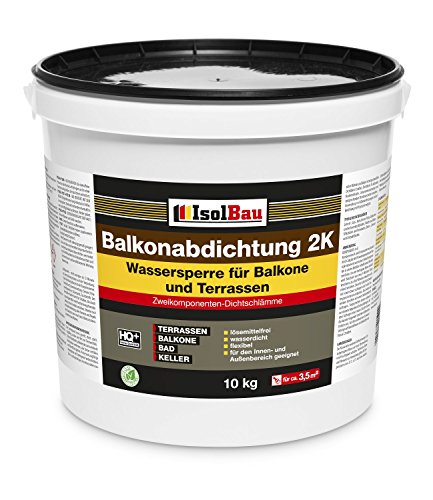 Isolbau Balkonabdichtung 2K - Dichtschlämme zur Abdichtung von Balkon, Terrasse, Bad, Keller, Dusche - 10 kg