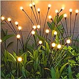 WolinTek Firefly Solar-gartenlichter Außen 10 LED, 4 Stück Solarlampen für Außen Garten,Swinging Garten Lichter Wasserdicht, Glühwürmchen Solarleuchten für Pathway Yard Patio Dekoratives (Warm-Weiß)