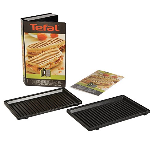 Tefal XA8003 Snack Collection Platte Grill/Panini Nummer 3| passend für Tefal SW85XX Snack Collection | Inklusive Rezeptbuch |praktische Aufbewahrungs-Box | Schwarz