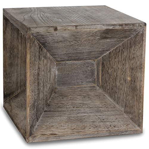 Homestyle4u 1772, Hocker Beistelltisch Holz Sitzwürfel Sitzhocker Würfel Cube Nachttisch Braun Grau Vintage