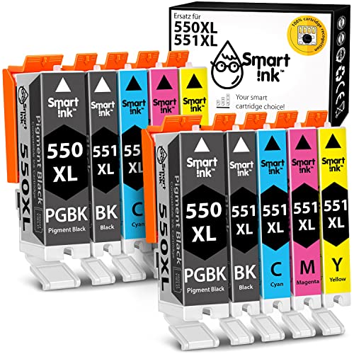 Smart Ink Kompatibel Druckerpatronen als Ersatz für Canon PGI 550XL 550 XL CLI 551XL 551 (2PGBK & 2BK/C/M/Y 10 Multipack) für Canon PIXMA iX6850 MG5650 MX725 MG6650 MG6450 MX925 iP7250 MG5550 drucker