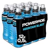 Powerade Sports Mountain Blast, Iso Drink mit Elektrolyten - als erfrischendes, kalorienarmes Sportgetränk oder als Power Drink für zwischendurch, EINWEG Flasche 500 ml(12er Pack)