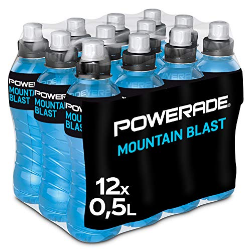 Powerade Sports Mountain Blast, Iso Drink mit Elektrolyten - als erfrischendes, kalorienarmes Sportgetränk oder als Power Drink für zwischendurch, EINWEG Flasche 500 ml(12er Pack)