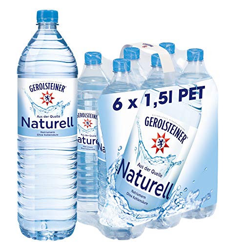 Gerolsteiner Naturell / Natürliches Mineralwasser ohne Kohlensäure / Geeignet für eine natriumarme Ernährung / 6 x 1,5 L PET Einweg Flaschen