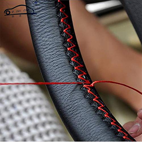 DIY Lenkradbezüge aus weichem Faserleder auf dem Lenkrad des Autos mit Nadel und Faden Innenzubehör Rot