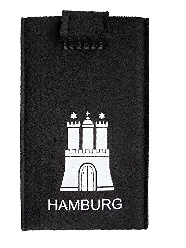 City Souvenir Shop Handy-Tasche Hamburg aus Filz, schwarz