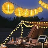 SALCAR 10m Camping Solar LED Lichterkette Lampion Außen, 40 LED Licht Laterne, Lampions Hängend Wetterfest IP44, Solarleuchten Garten Weihnachtsdeko, Warmweiß