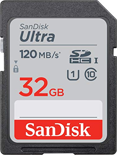 SanDisk Ultra SDHC UHS-I Speicherkarte 32 GB (für Kompaktkameras der Einstiegs- und Mittelklasse, Class 10, U1, 120 MB/s Übertragung, Full HD Videos)