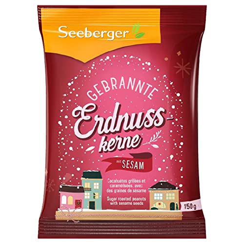 Seeberger Gebrannte Erdnusskerne mit Sesam, 12er Pack: Knackige karamellisierte Erdnüsse mit feinem Sesam ummantelt - intensives Aroma - glutenfrei, vegan (12 x 150 g)