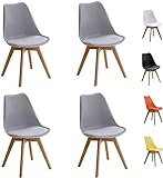 Homcasa 4er Set Esszimmerstühle mit Massivholz Buche Bein, Retro Design Gepolsterter Stuhl Küchenstuhl (4 Stück)