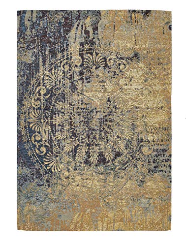 Luxor Living Vintage Teppich modern orientalisch, Flachgewebe, Ornament, Shabby Chic, Vintageteppich Wohnzimmer Schlafzimmer, Farbe:Beige-Blau, Größe:160 x 230 cm