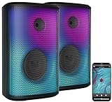 auvisio Musikbox: 2er-Set Mobile Outdoor-PA-Partyanlagen & -Bluetooth-Boomboxen, 200 W (Party Anlage, Partyboxen, Handy Verstärker)