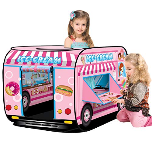 deAO Faltbares Spielzelt für Kinder im Eiswagen-Design.Großartiges Geschenk für den Innen- und Außenbereich. Ideal für Mädchen& Jungen im Alter von 3, 4, 5 Jahren.