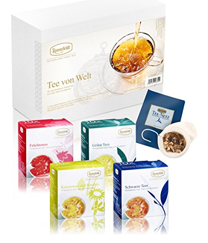 Ronnefeldt Tee Probierset / Tee Geschenkset 'Tee von Welt', 40 Teesorten lose (156 g) inkl. Teenetz