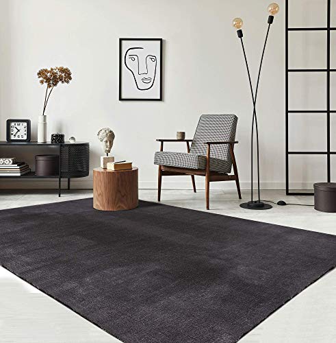 the carpet Relax Moderner Flauschiger Kurzflor Teppich, Anti-Rutsch Unterseite, Waschbar bis 30 Grad, Super Soft, Felloptik, Anthrazit, 120 x 170 cm