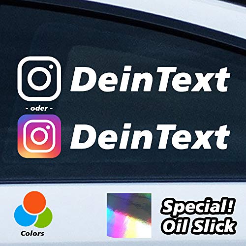 Decus Shop Instagram Wunschname, Oil-Slick Folie, Auto-Aufkleber 1 Stück