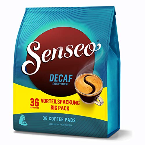 Senseo Kaffeepads Entkoffeiniert/Decaf, Reiches Aroma, Intensiv & Ausgewogen, Kaffee für Kaffepadmaschinen, 36 Pads