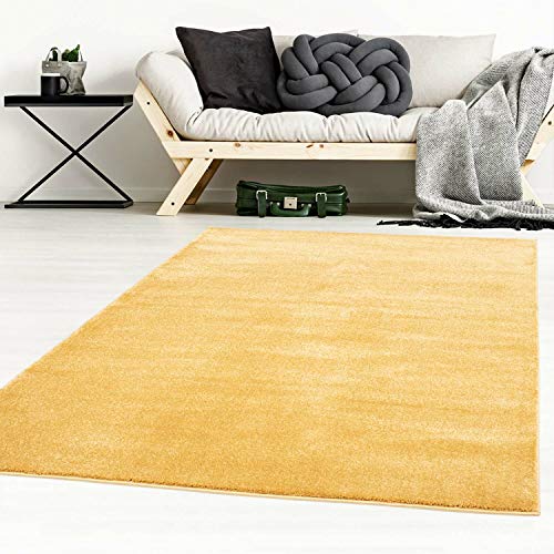Taracarpet Designer-Teppich Galant Flauschige Flachflor Teppiche fürs Wohnzimmer, Esszimmer, Schlafzimmer oder Kinderzimmer weich und Schadstoffgeprüft gelb 200x200 cm