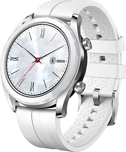 Huawei Watch GT Elegant Smartwatch (42 mm Amoled Touchscreen, GPS, Fitness Tracker, Herzfrequenzmessung, 5 ATM wasserdicht) weiß
