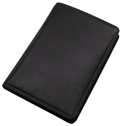 Große Leder Brieftasche / Geldbörse / Geldbeutel / Portemonnaie / Portmonaise / Geldtasche / Portmonee mit extra vielen Fächern mit RFID & NFC Schutz in Schwarz