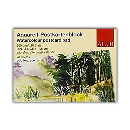 20 Blatt Aquarell-Postkartenblock DIN A6 / Postkarten selbst gestalten