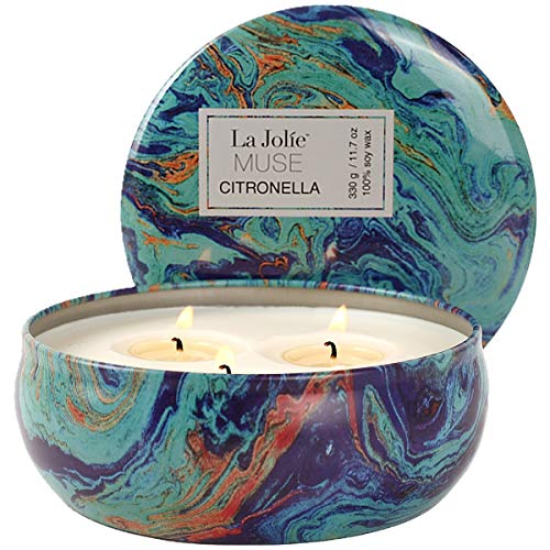 La Jolíe Muse Citronella Kerze in Dose, 330g (11.6 oz), 25–30 Stunden Sojawachs Outdoor Kerze