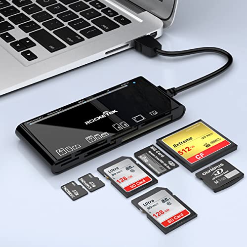 USB3.0 Kartenleser, 7 in 1 SD/TF/CF/MS/XD/Micro SD Speicherkartenleser mit USB 3.0 (5 Gbit/s) Super Speed, kompatibel mit Windows/Linux/Mac OS/Vista