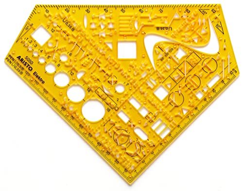 Aristo, AH5050, Schablone Schulwinkel Elektro(Schaltzeichen für Elektrotechnikund Elektronik, formstabiler PET Kunststoff)orange-transparent