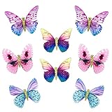 mciskin Schmetterling-Haarclips aus Chiffon,Damen Mädchen Kinder Haar Clips 3D Schmetterling Haarspange,Kopfschmuck für Braut(8 Stück)