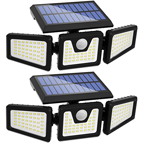 SEFON Solarlampen für außen mit Bewegungsmelder 118 LED Solarleuchten für außen IP65 LED Strahler Außen 360° Drehbare Solar Außenwandleuchten Aussenleuchte 2 Stk