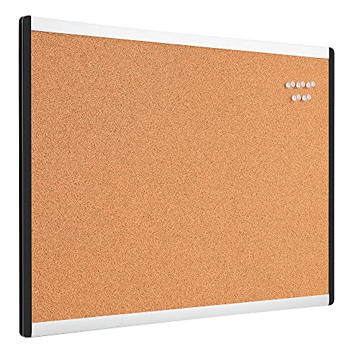 Amazon Basics Kork-Pinnwand, 40 cm x 60 cm, Aluminium- / Kunststoffrahmen
