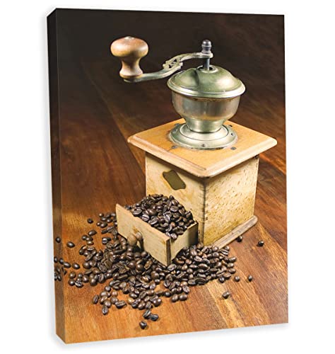 Modern Picture Leinwanddruck Leinwand Kaffeebild Kaffeebohnen Espresso Küchenbild Kaffeemühle 40 x 60 cm