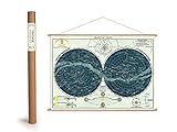 Cavallini Vintage Poster Set mit Holzleisten (Rahmen) und Schnur zum Aufhängen, Motiv Sternenkarte, Celestical Chart