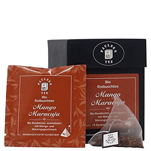 Bio Mango Maracuja 15 x 3g (132,22 Euro / kg) Paulsen Tee Rotbuschtee im Pyramidenbeutel - Bio, rückstandskontrolliert & zertifiziert